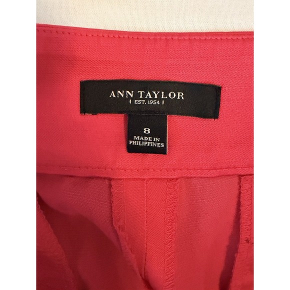 Ann Taylor Size 8 Fuchsia Pink Satin Ankle Pants Festive Colorful Smart Spring - Picture 3 of 10